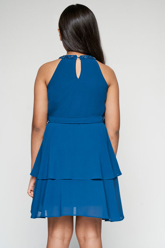 Teal Tiered Flared Dress, Teal, image 4